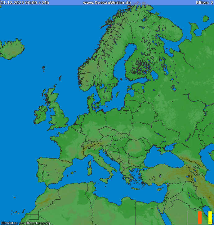 Carte de la foudre Europe 11/12/2023