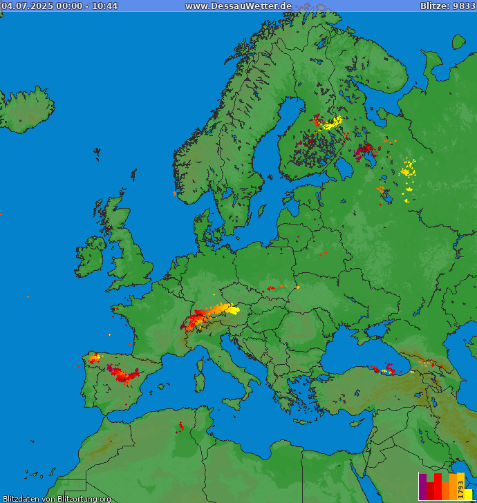 Blixtkarta Europa 2025-07-04