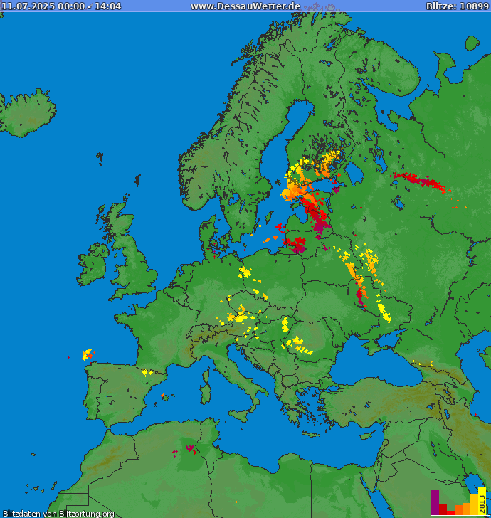 Carte de la foudre Europe 11/07/2025