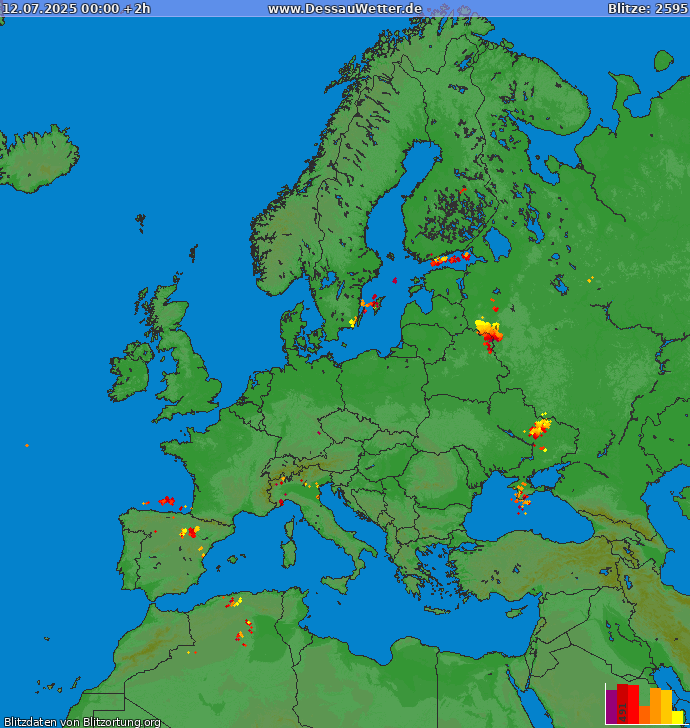 Mapa wy?adowa? Europa 2025-07-12 (Animacja)