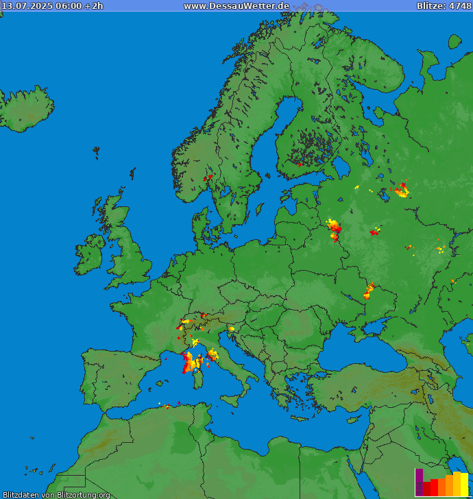 Blitzkarte Europa 13.07.2025 (Animation)
