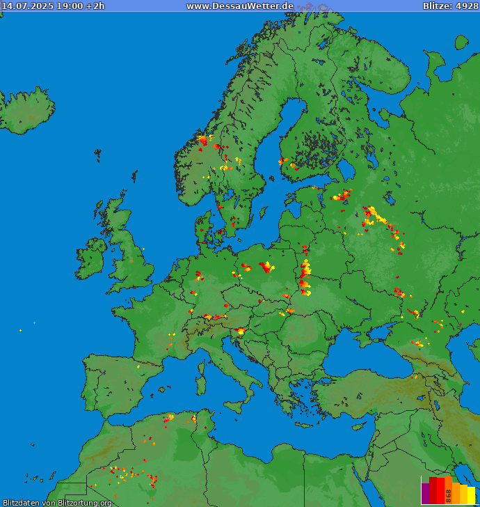 Blitzkarte Europa 14.07.2025 (Animation)