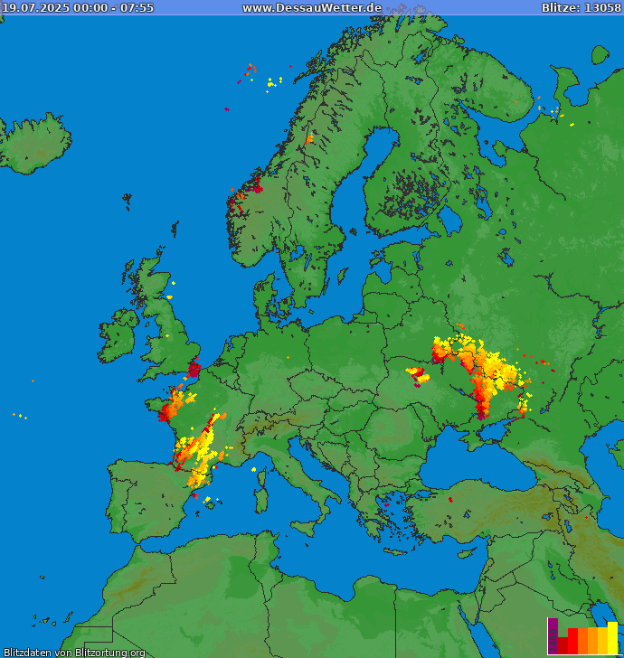 Blitzkarte Europa 19.07.2025