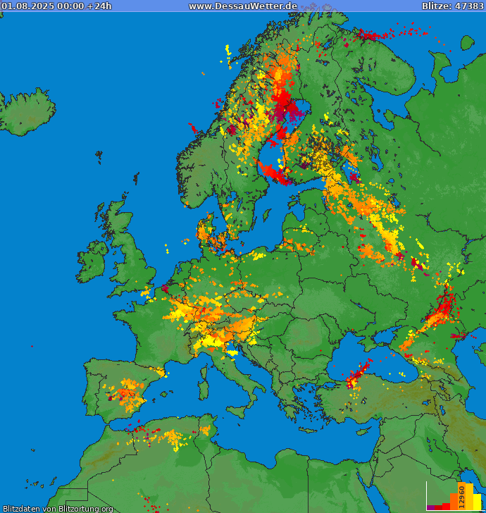 Blitzkarte Europa 01.08.2025