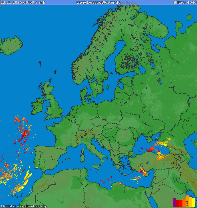 Zibens karte Europa 2025.11.12