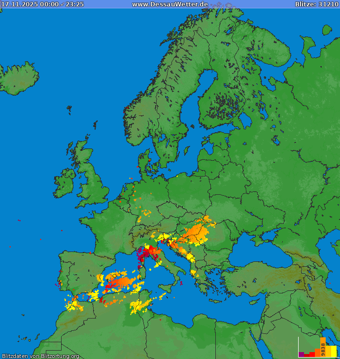 Blitzkarte Europa 17.11.2025