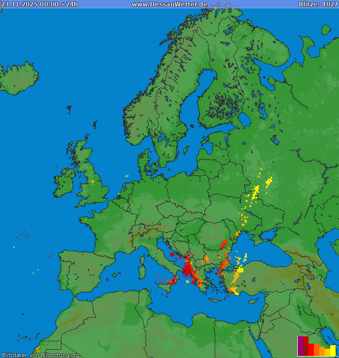 Mapa wy?adowa? Europa 2025-11-23