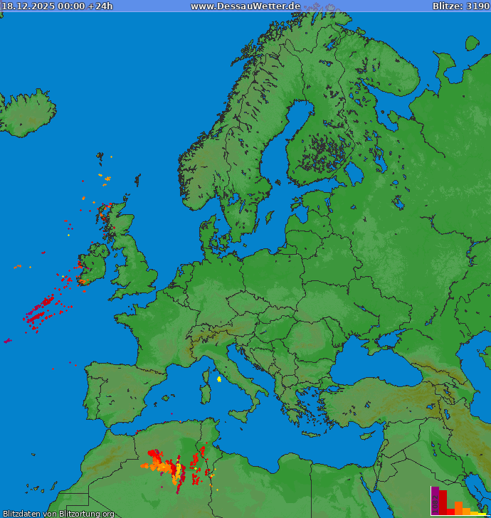 Blixtkarta Europa 2025-12-18