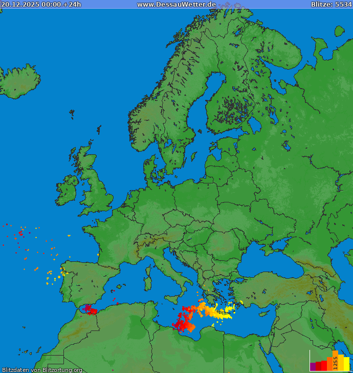 Blixtkarta Europa 2025-12-20