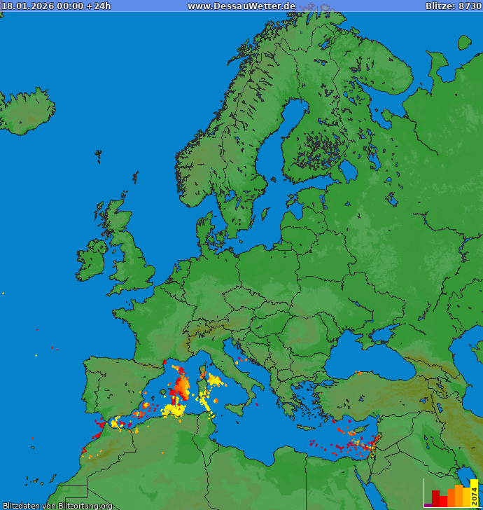 Blitzkarte Europa 18.01.2026