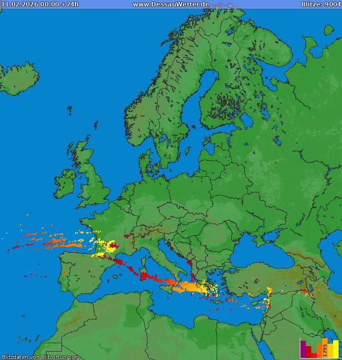 Zibens karte Europa 2026.02.11