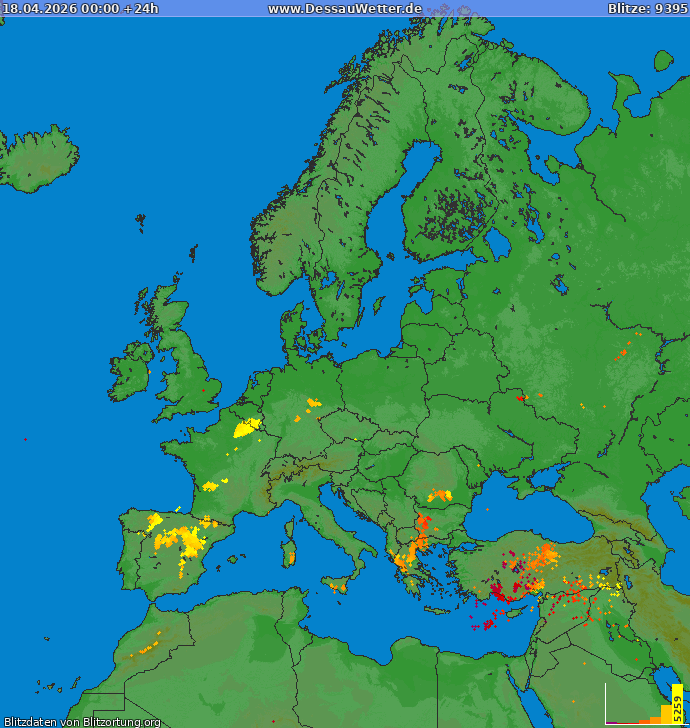 Carte de la foudre Europe 18/04/2026