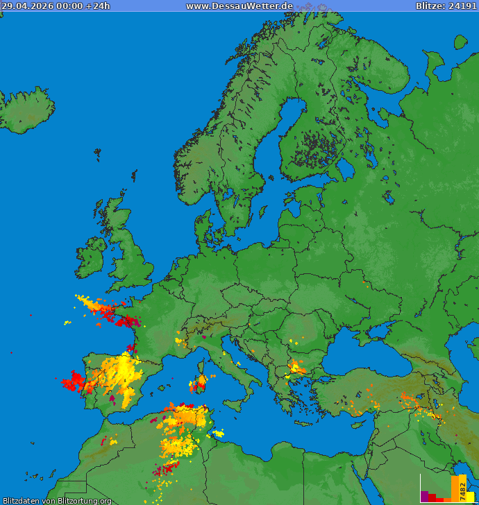 Carte de la foudre Europe 29/04/2026