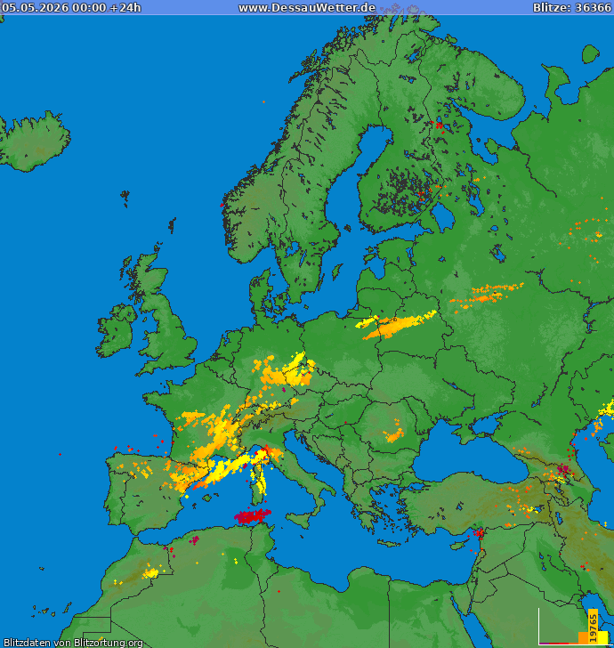Carte de la foudre Europe 05/05/2026