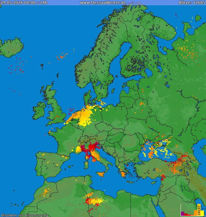 Lightning map Europe 2026-05-29
