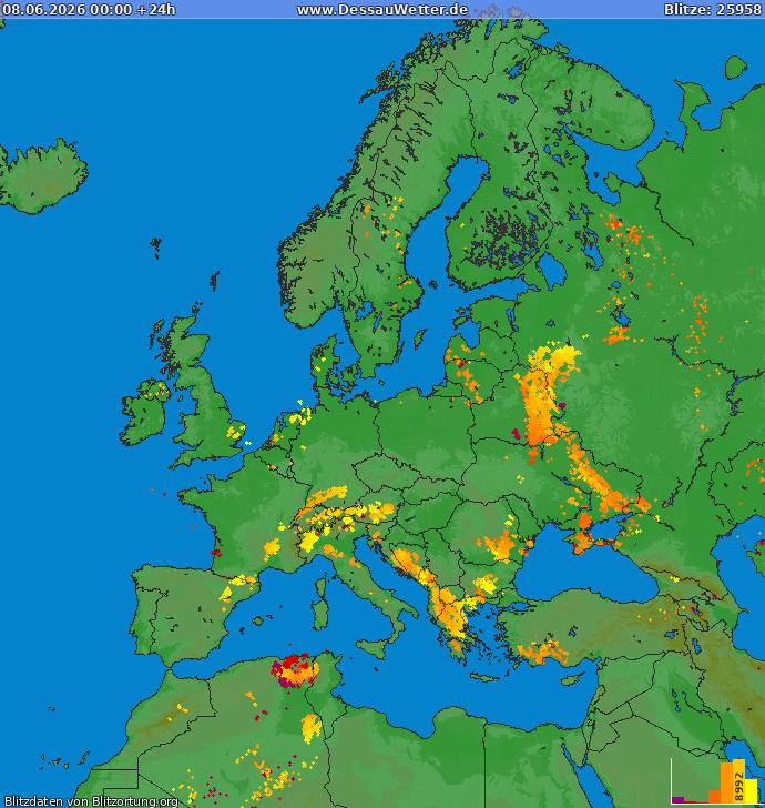Blitzkarte Europa 08.06.2026