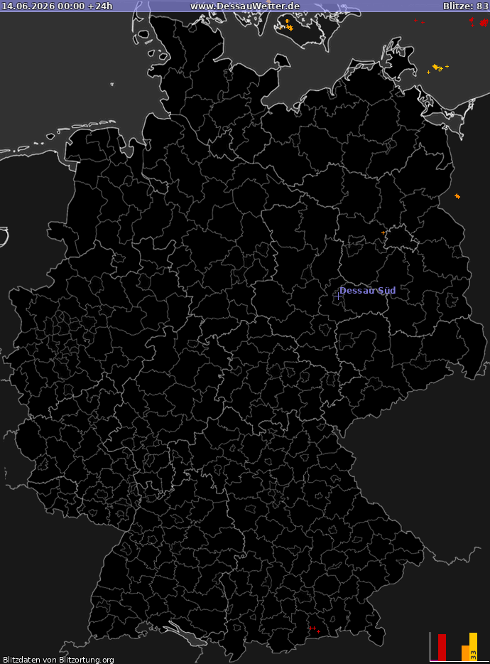 Carte de la foudre Allemagne 14/06/2026
