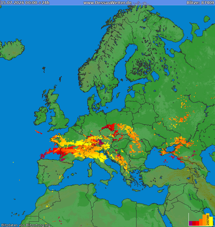 Blitzkarte Europa 15.07.2026