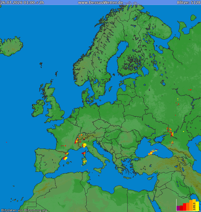 Blitzkarte Europa 26.07.2026 (Animation)