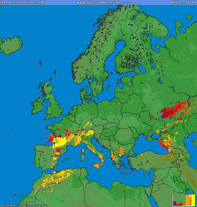 Zibens karte Europa 2026.08.09