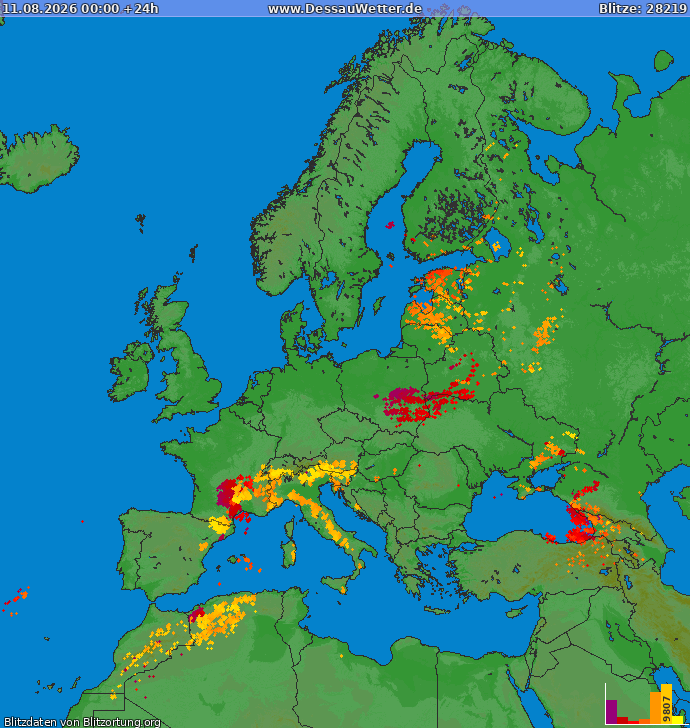 Mapa wy?adowa? Europa 2026-08-11