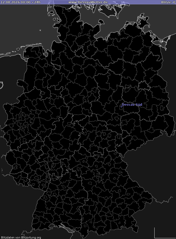 Mappa dei fulmini Germania 12.08.2026