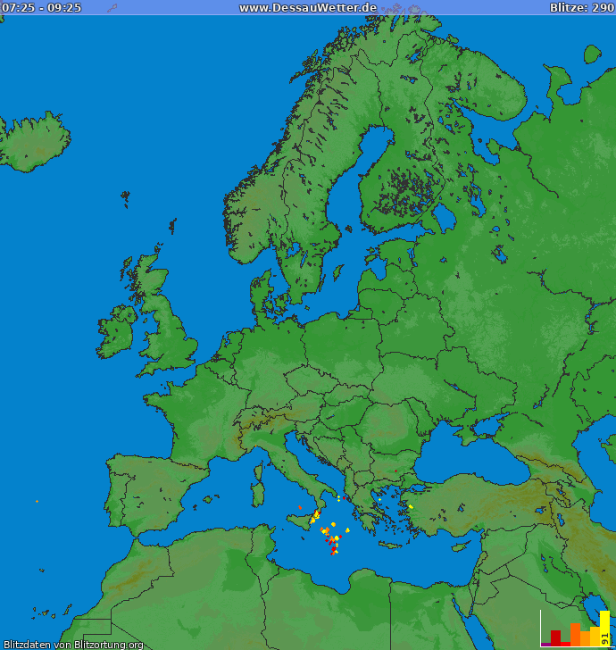 Carte de la foudre Europe 26/09/2023 17:34:45