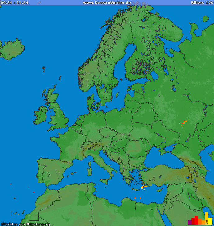 Lightning map Europe 2024-05-20 (Animation)