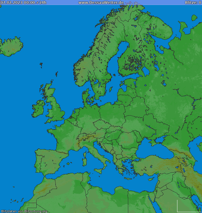 Mappa dei fulmini Europa 07.02.2023