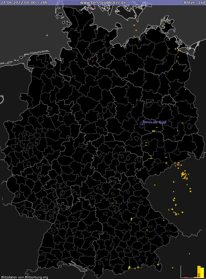 Lightning map Germany 2022-06-27