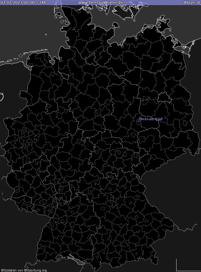 Lightning map Germany 2023-02-07