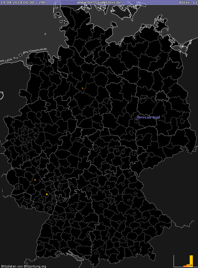Lightning map Germany 2024-04-19